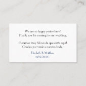 Tweetalige Roos Gold Stripes Wedding Place Card Plaatskaartje (Achterkant)