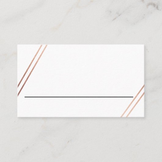 Tweetalige Roos Gold Stripes Wedding Place Card Plaatskaartje (Voorkant)