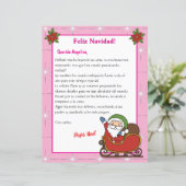 Tweetalige roze brief van de Kerstman voor kindere (Staand voorkant)