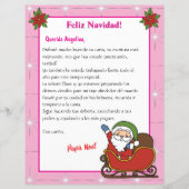 Tweetalige roze brief van de Kerstman voor kindere (Voorkant)