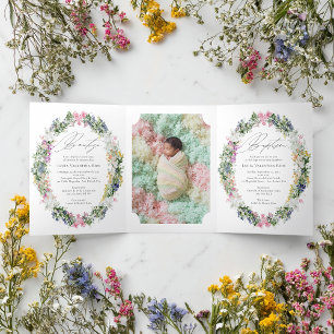 Tweetalige Spaans-Engelse doop Bautizo Drieluik Uitnodiging