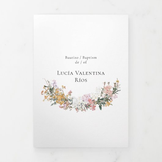 Tweetalige Spaans-Engelse doop Bautizo Drieluik Uitnodiging (Cover)