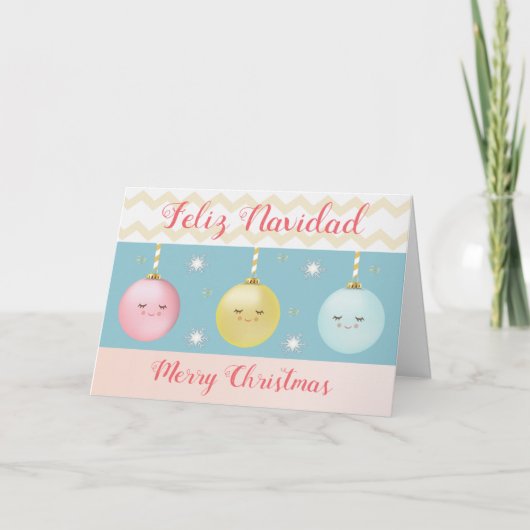 Tweetalige Spaans Feliz Navidad Kerst Kaart (Voorkant)