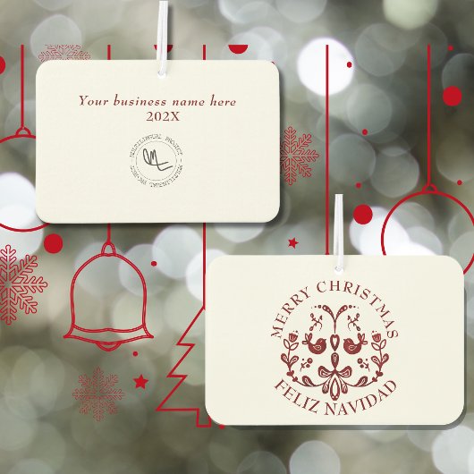 Tweetalige Spaanse Kersttekst Bourgondische vogels Luchtverfrisser