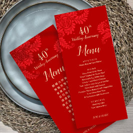 Tweetalige traditionele huwelijksjubileummenu's menu