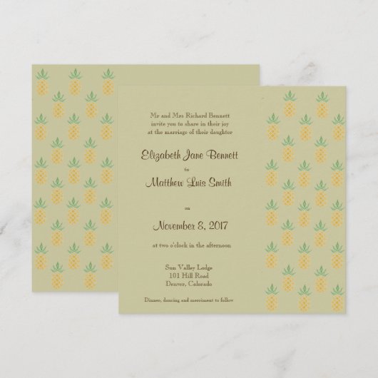 Tweetalige Tropische bruiloft Uitnodiging Plein (Voorkant / Achterkant)