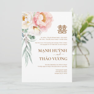 Tweetalige Vietnamese Elegante Pioen Song Hy Bruil Kaart