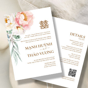 Tweetalige Vietnamese Elegante Pioen Song Hy Bruil Kaart