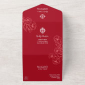 Tweetalige Vietnamese Engels rode bruiloft All In One Uitnodiging (Buitenkant)