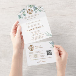 Tweetalige Vietnamese eucalyptus traditioneel All In One Uitnodiging