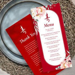 Tweetalige Vietnamese "Longevity" Peony Verjaardag Menu