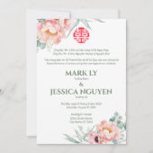 Tweetalige Vietnamese pioen lied mijn bruiloft Kaart (Voorkant)