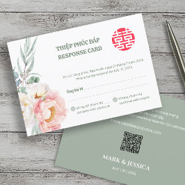 Tweetalige Vietnamese Pioen Song Hy Trouw RSVP