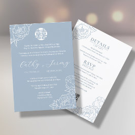 Tweetalige Vietnamese pioenensong Hy Dusty Blue Kaart