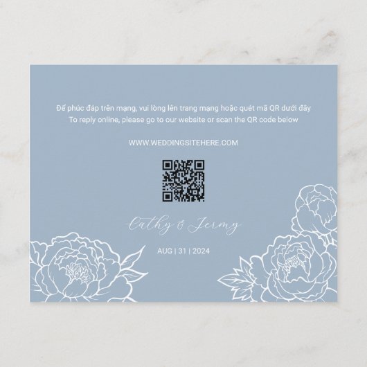 Tweetalige Vietnamese pioenensong van Dusty Blue R (Achterkant)