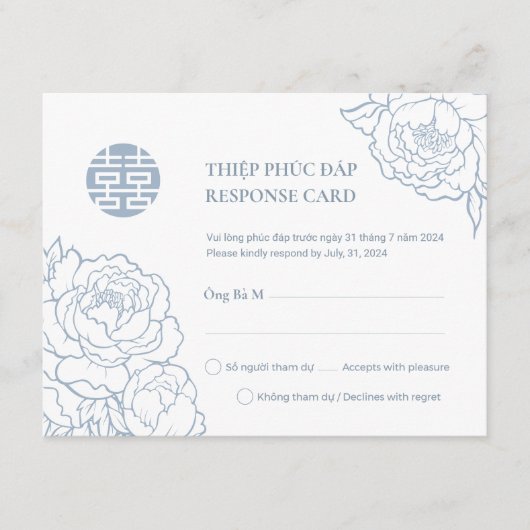 Tweetalige Vietnamese pioenensong van Dusty Blue R (Voorkant)