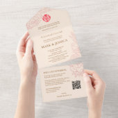 Tweetalige Vietnamese Pioenrozen Traditioneel All In One Uitnodiging (Afscheurbaar)