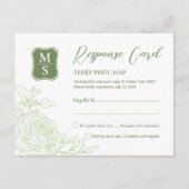 Tweetalige Vietnamese Ranunculus bruiloft RSVP (Voorkant)