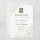 Tweetalige Vietnamese Ranunculus Huwelijksuitnodig Kaart (Voorkant)