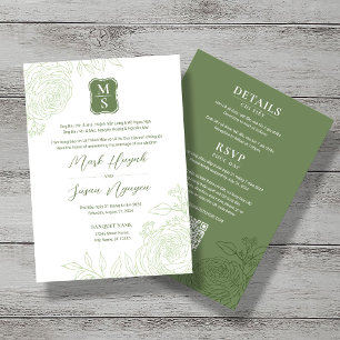 Tweetalige Vietnamese Ranunculus Huwelijksuitnodig Kaart