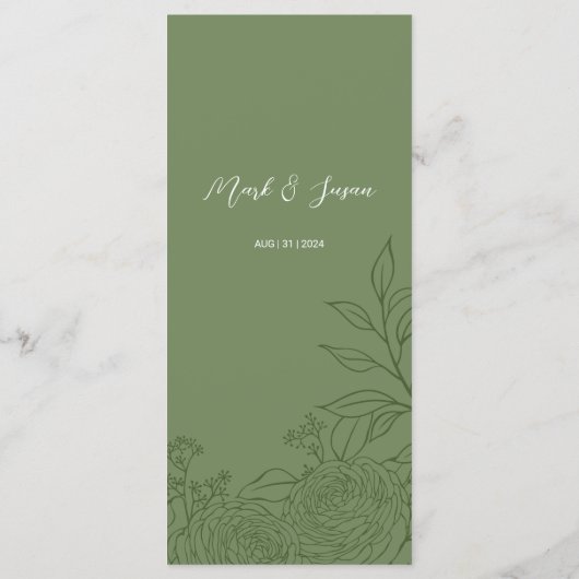 Tweetalige Vietnamese Ranunculus Wedding Menu (Achterkant)