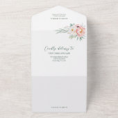 Tweetalige Vietnamese roze bloem All In One Uitnodiging (Buitenkant)