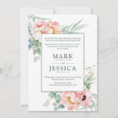 Tweetalige Vietnamese roze witte bloem bruiloft Kaart (Voorkant)