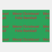 Tweetalige "Vrolijk kerstfeest" Feliz Navidad" Inpakpapier Vel (Voorkant)