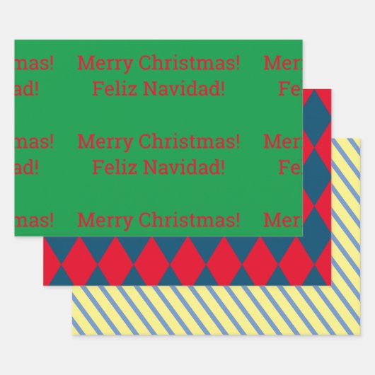 Tweetalige "Vrolijk kerstfeest" Feliz Navidad" Inpakpapier Vel (Set)