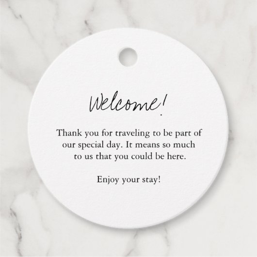 Tweetalige welkomstzaklabels bedankjes labels (Voorkant)