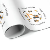 Tweetalige witte bouwjongen Verjaardag Cadeaupapier (Rol Hoek)