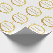 Tweetalige Witte Gouden Feliz Navidad Kerstmis Cadeaupapier (Hoek)