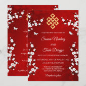 Tweetalige witte kersenbloesem Tibetaanse bruiloft Kaart (Voorkant / Achterkant)