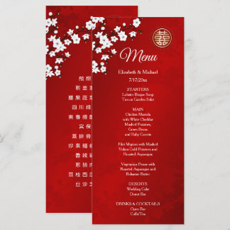 TWEETALIGE Witte Oriëntaalse Bloemen Chinese Trouw Menu