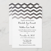 Tweetalige zilveren Chevron bruiloft uitnodiging (Voorkant / Achterkant)