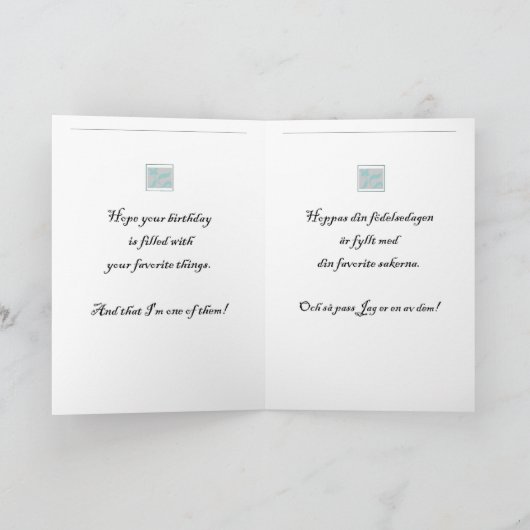 Tweetalige Zweeds & Engels Verjaardag Kaart (Binnen)