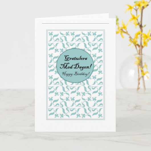 Tweetalige Zweeds & Engels Verjaardag Kaart (Gele Bloem)
