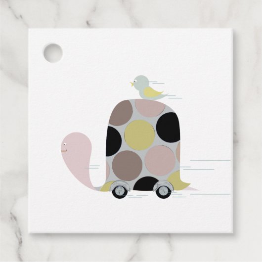 Tweeter op een schildpad bedankjes labels (Voorkant)