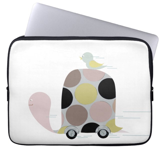 Tweeter op een schildpad laptop sleeve (Voorkant)