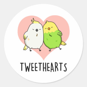 Tweethearts Funny Tortelduifjes Pun Ronde Sticker
