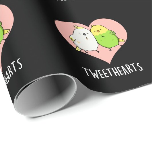Tweethearts Grappige Tortelduifjes Pun Dark BG Cadeaupapier (Rol Hoek)