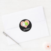 Tweethearts Grappige Tortelduifjes Pun Dark BG Ronde Sticker (Envelop)