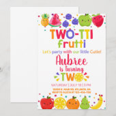 Tweetierig frutti meisje 2e verjaardag uitnodiging (Voorkant / Achterkant)