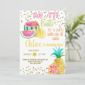 Tweetierig frutti meisje 2e verjaardag uitnodiging (Staand voorkant)