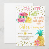 Tweetierig frutti meisje 2e verjaardag uitnodiging (Voorkant / Achterkant)