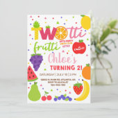 Tweetierig frutti meisje 2e verjaardag uitnodiging (Staand voorkant)