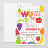 Tweetierig frutti meisje 2e verjaardag uitnodiging (Voorkant / Achterkant)
