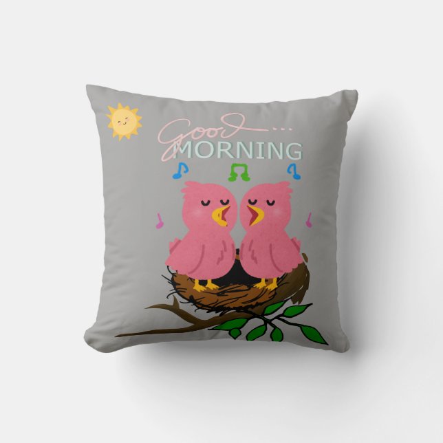 Tweeting Birds Square Pillow Kussen (Voorkant)