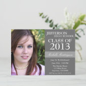 Tweetone-graduatie-uitnodigingen (donkergrijs) kaart (Staand voorkant)