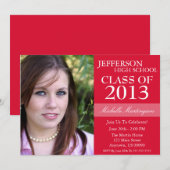 Tweetone-graduation-uitnodigingen (rood) kaart (Voorkant / Achterkant)